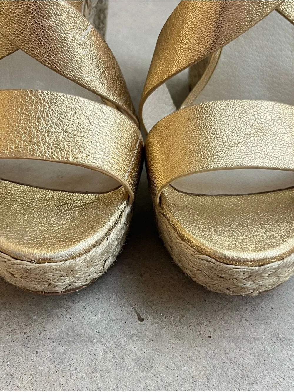 Michael Kors gold wedge sandals 8.5